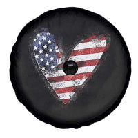 4th of July American Flag Heart USA Patriotic Spare Tire Cover - Wonder Print Shop