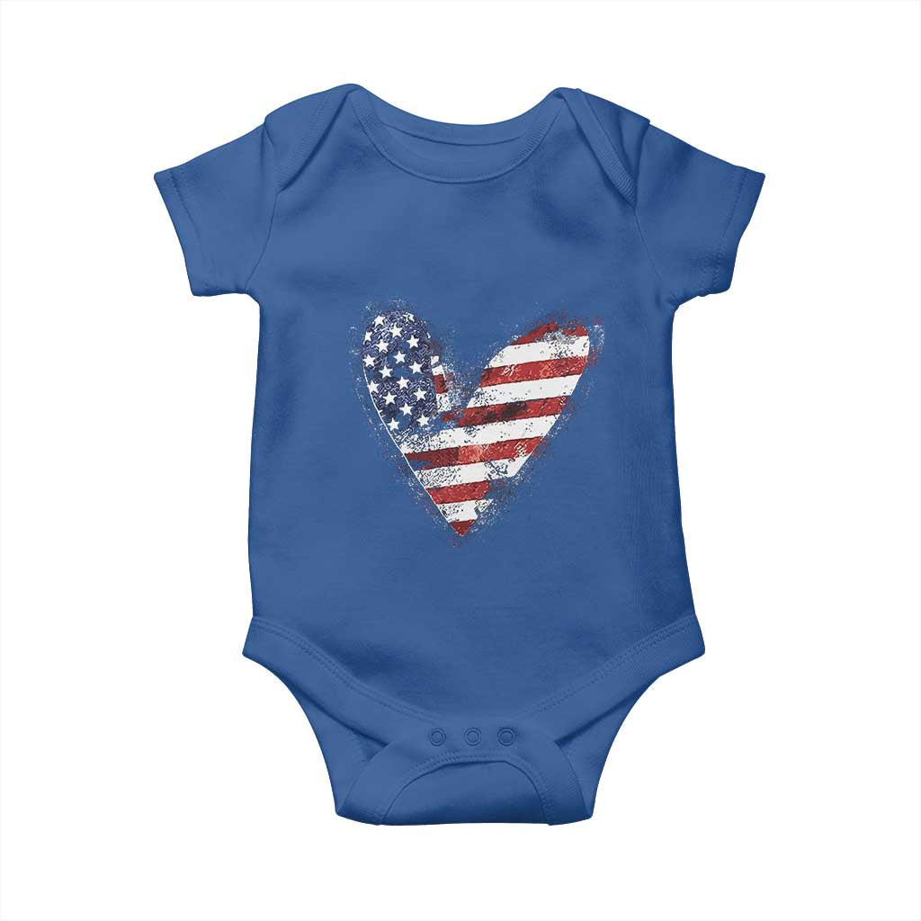 4th of July American Flag Heart USA Patriotic Baby Onesie - Wonder Print Shop