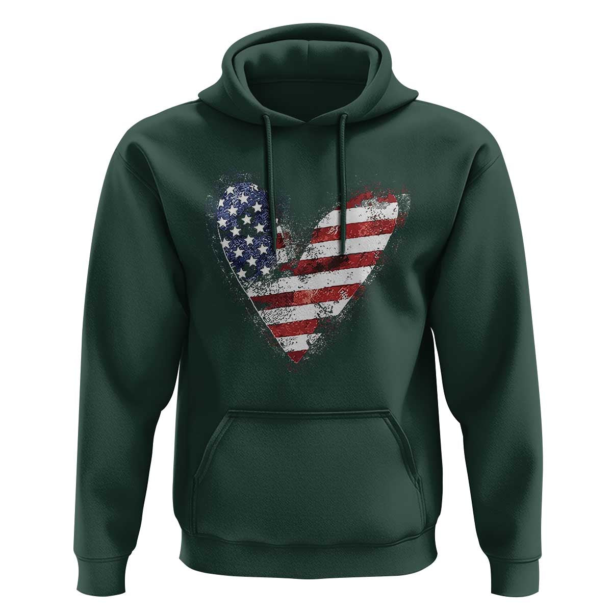 4th of July American Flag Heart USA Patriotic Hoodie - Wonder Print Shop