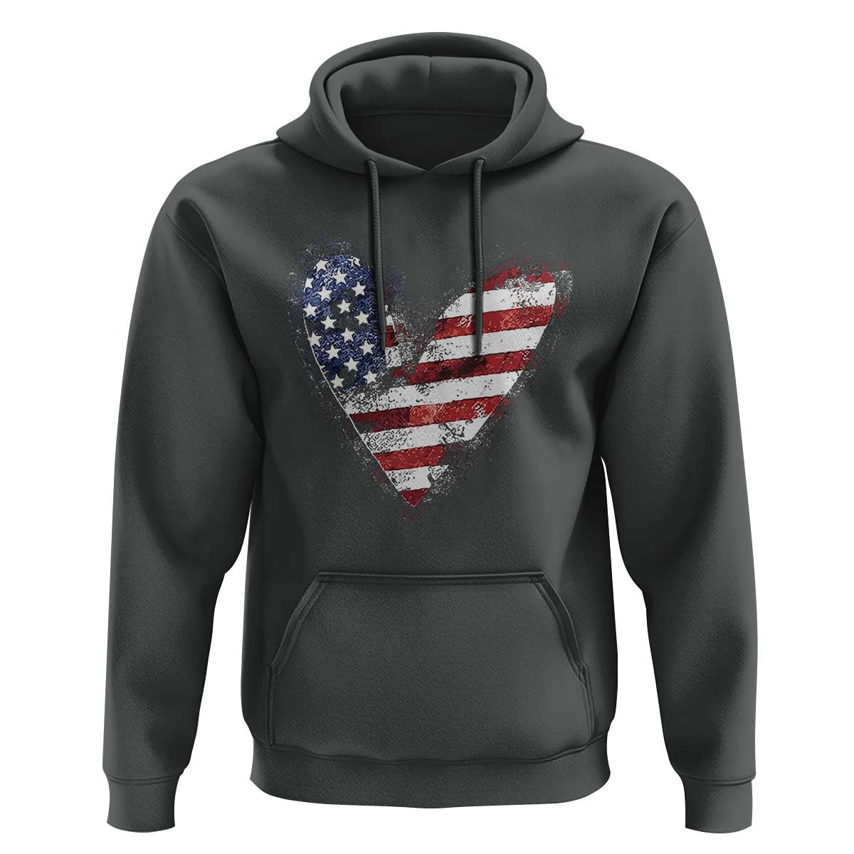 4th of July American Flag Heart USA Patriotic Hoodie - Wonder Print Shop