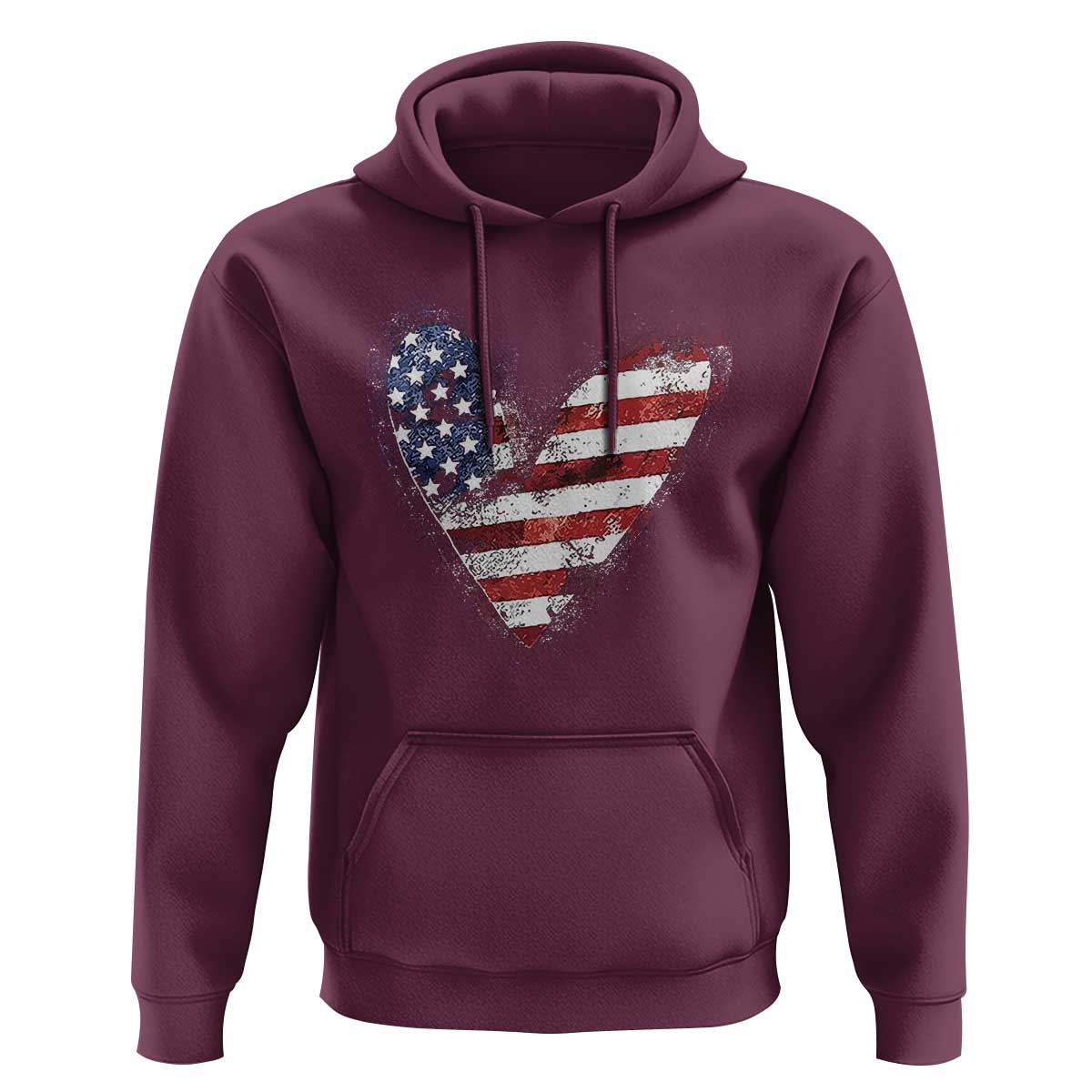 4th of July American Flag Heart USA Patriotic Hoodie - Wonder Print Shop