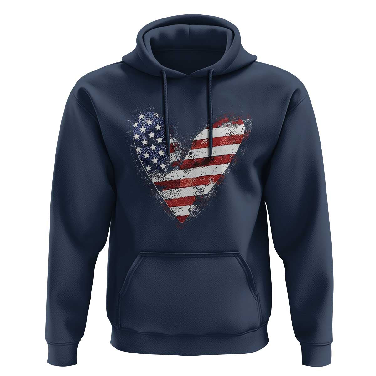 4th of July American Flag Heart USA Patriotic Hoodie - Wonder Print Shop