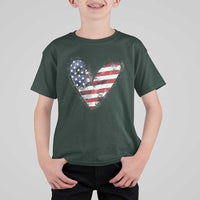 4th of July American Flag Heart USA Patriotic T Shirt For Kid - Wonder Print Shop