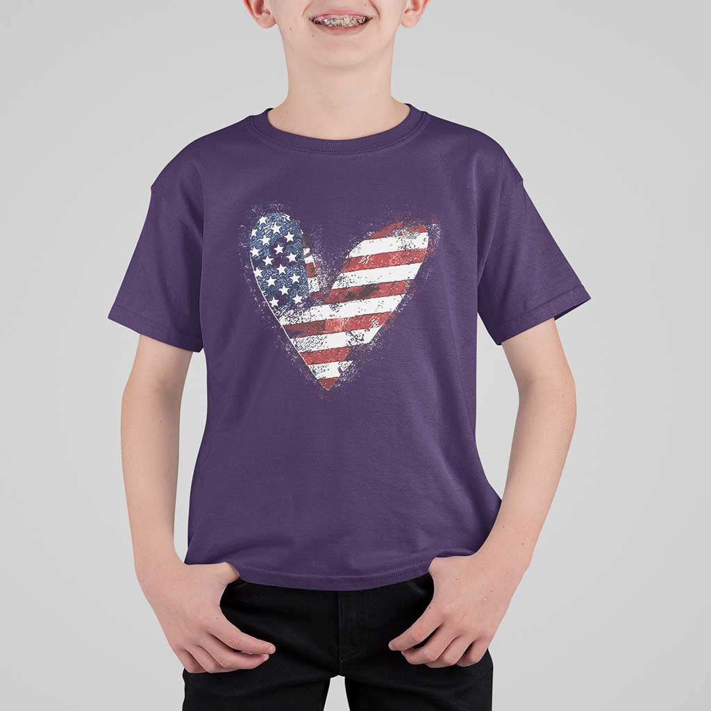 4th of July American Flag Heart USA Patriotic T Shirt For Kid - Wonder Print Shop