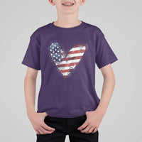 4th of July American Flag Heart USA Patriotic T Shirt For Kid - Wonder Print Shop