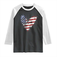 4th of July American Flag Heart USA Patriotic Raglan Shirt - Wonder Print Shop