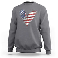 4th of July American Flag Heart USA Patriotic Sweatshirt - Wonder Print Shop