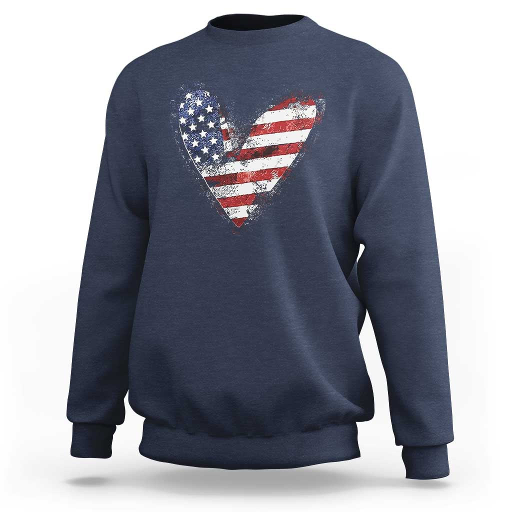 4th of July American Flag Heart USA Patriotic Sweatshirt - Wonder Print Shop