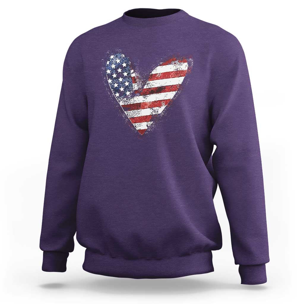 4th of July American Flag Heart USA Patriotic Sweatshirt - Wonder Print Shop