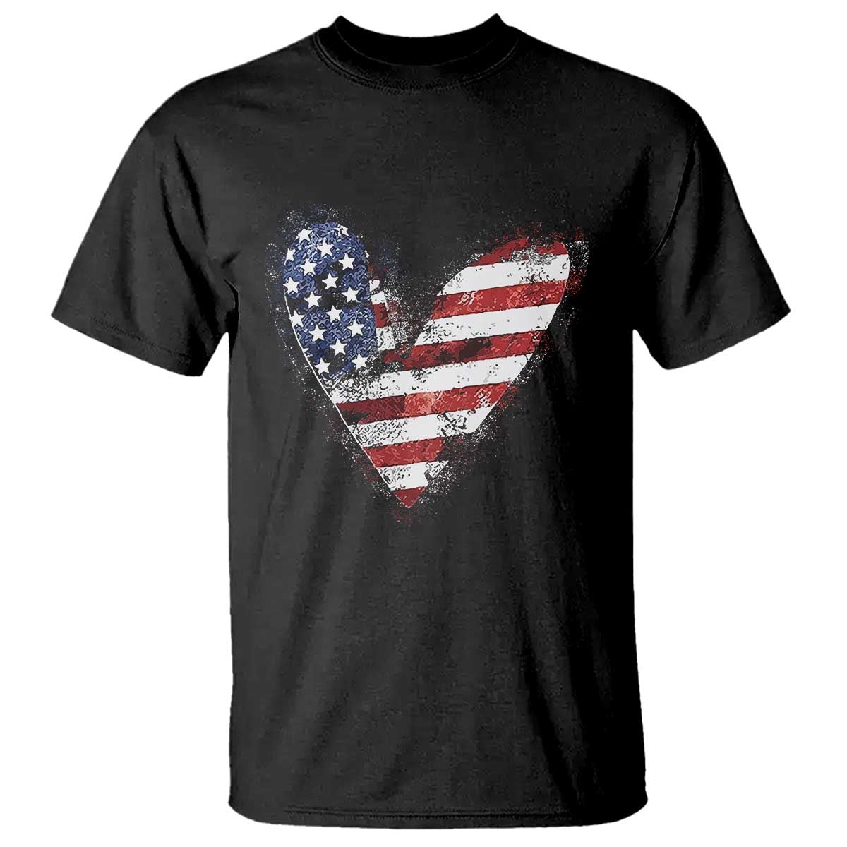 4th of July American Flag Heart USA Patriotic T Shirt - Wonder Print Shop