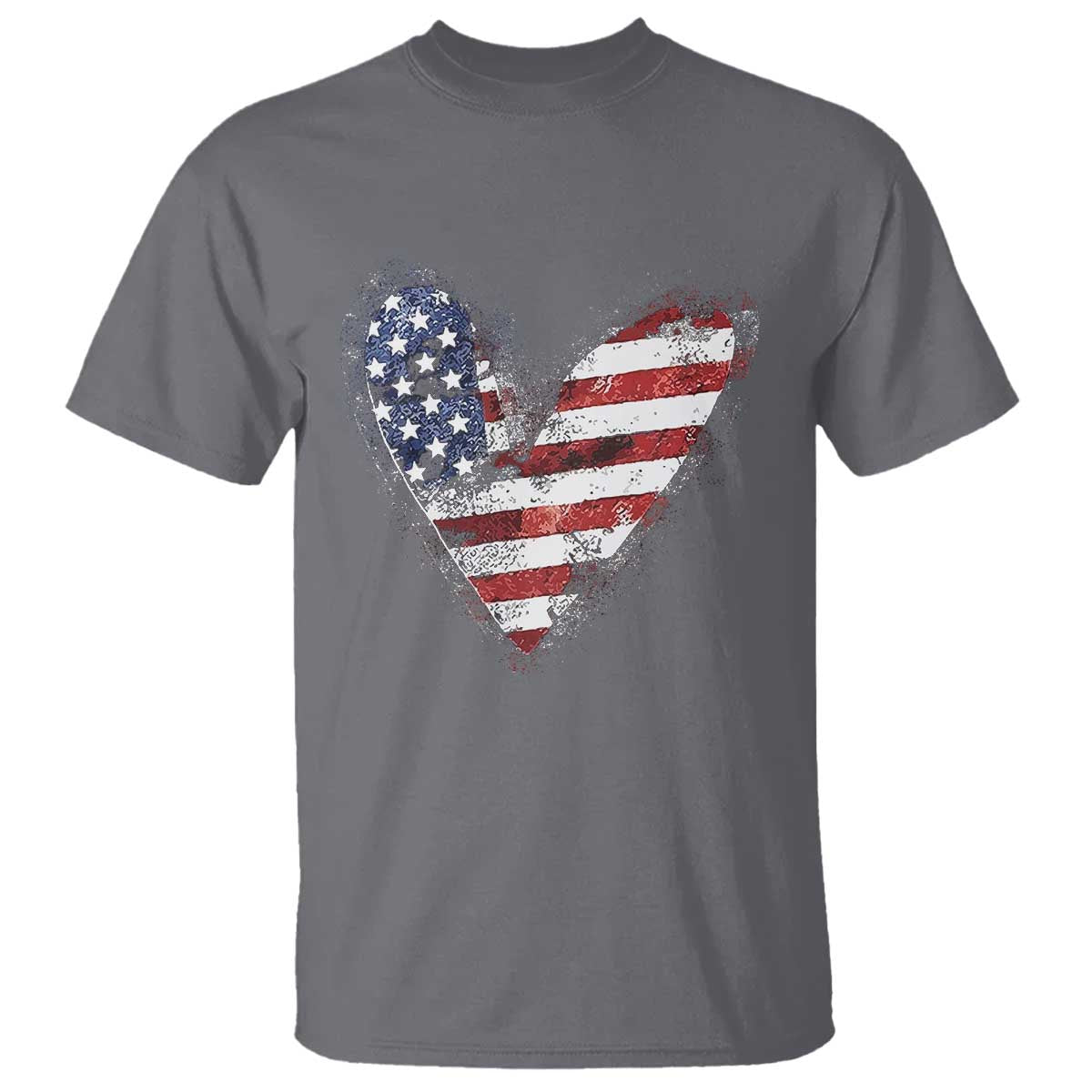 4th of July American Flag Heart USA Patriotic T Shirt - Wonder Print Shop