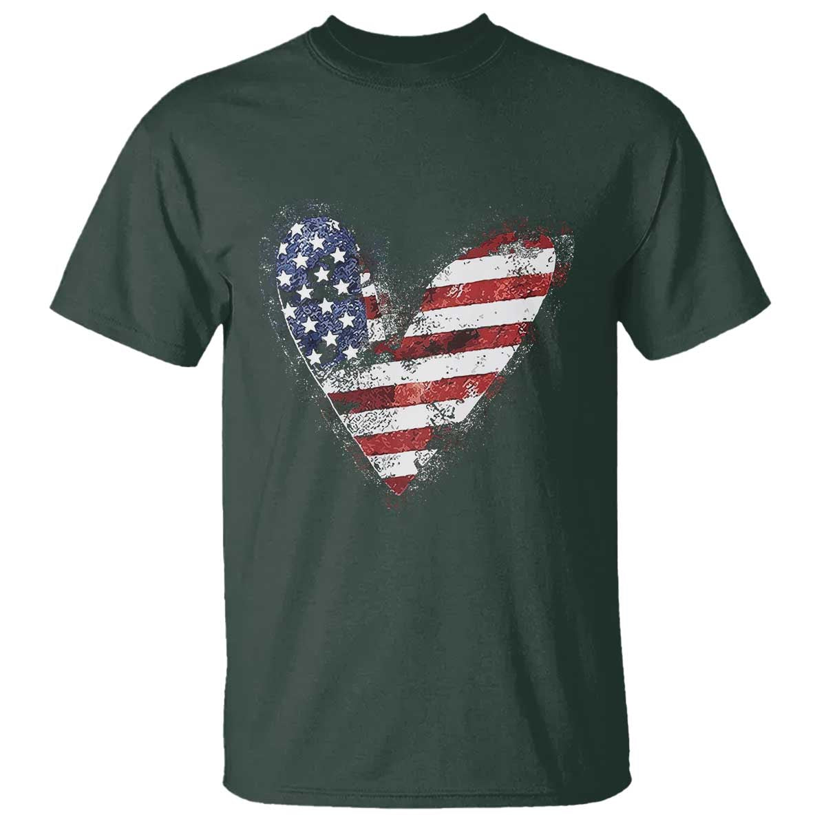 4th of July American Flag Heart USA Patriotic T Shirt - Wonder Print Shop