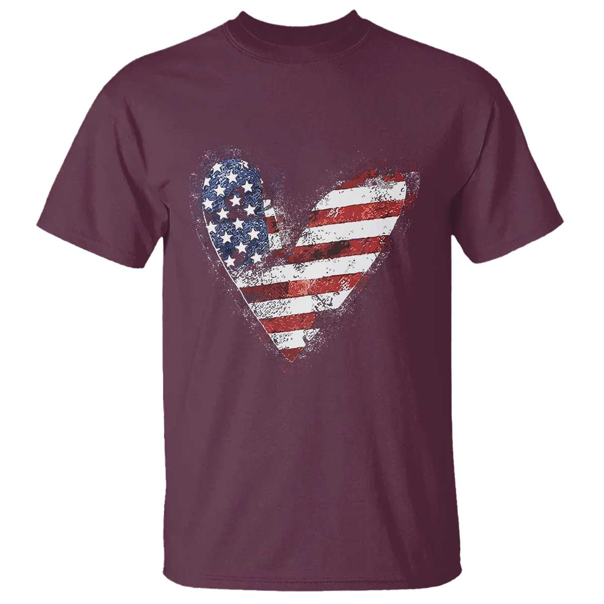 4th of July American Flag Heart USA Patriotic T Shirt - Wonder Print Shop