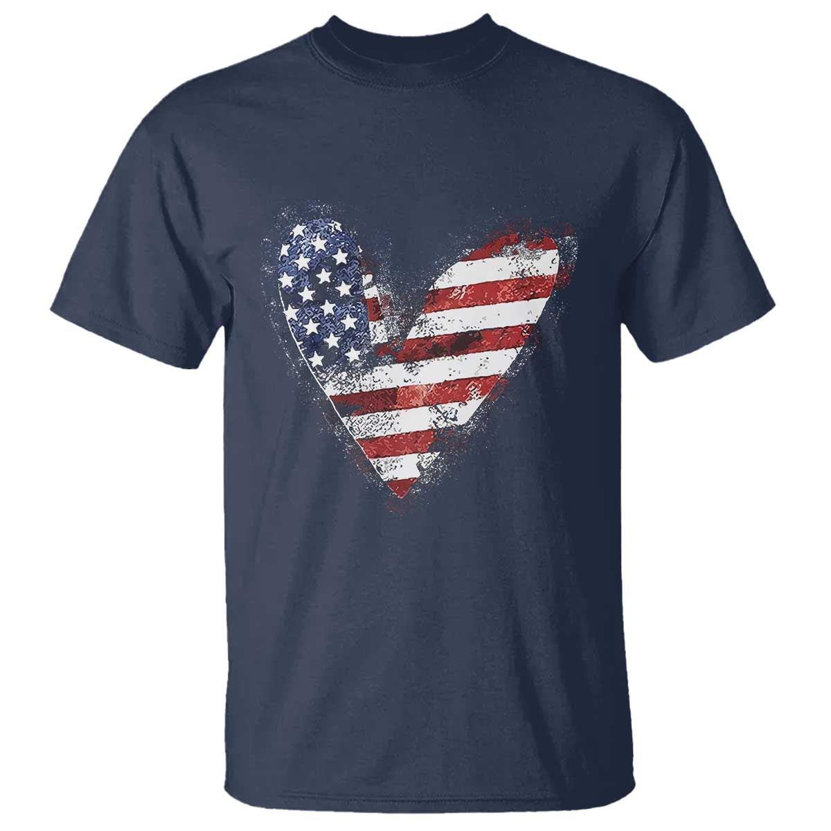 4th of July American Flag Heart USA Patriotic T Shirt - Wonder Print Shop