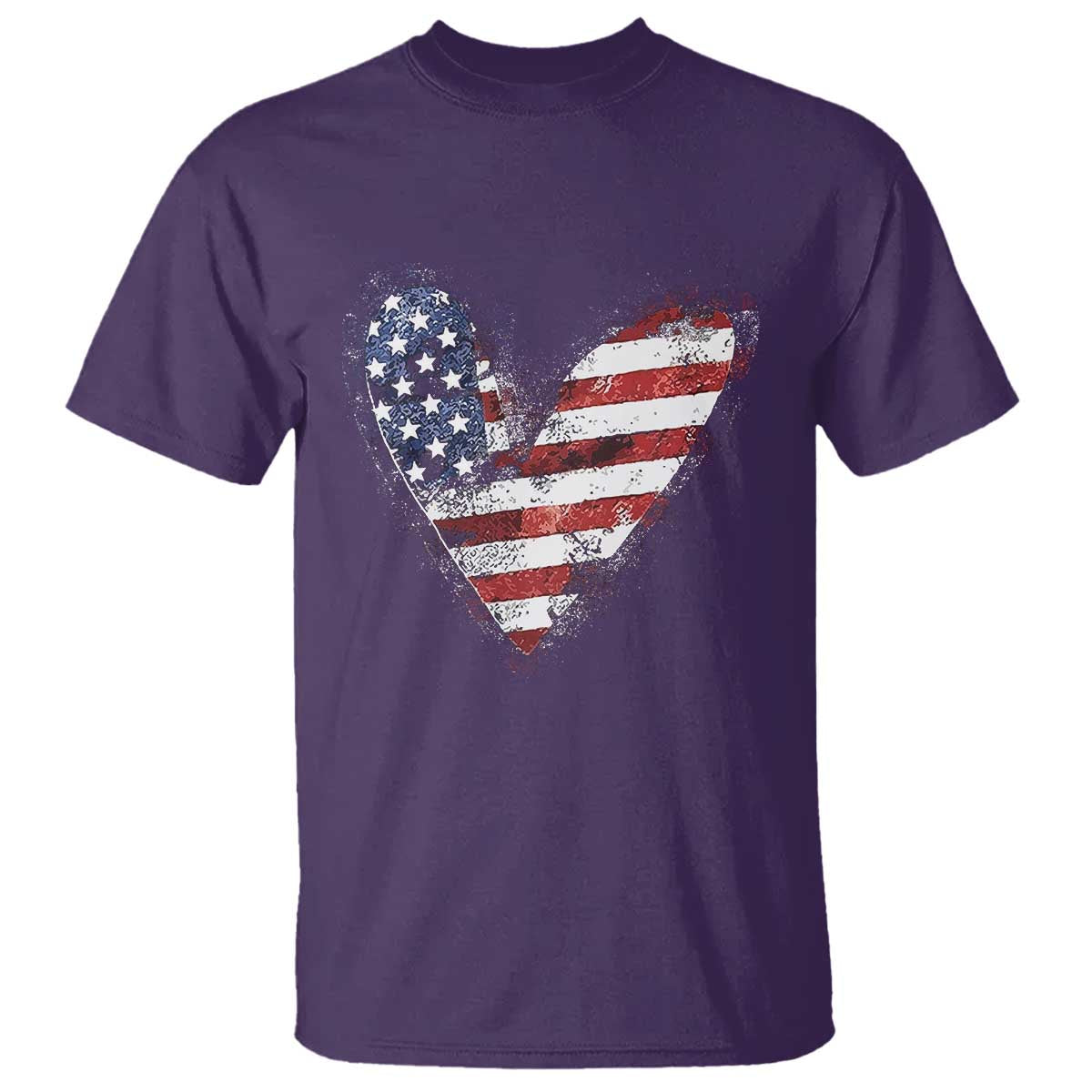 4th of July American Flag Heart USA Patriotic T Shirt - Wonder Print Shop