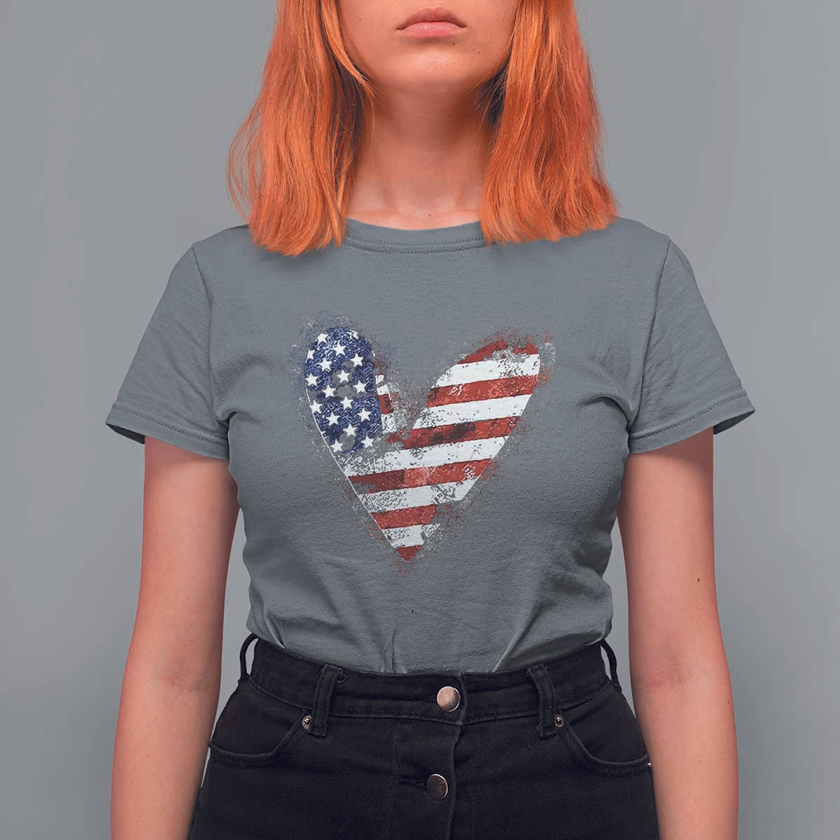 4th of July American Flag Heart USA Patriotic T Shirt For Women - Wonder Print Shop