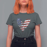 4th of July American Flag Heart USA Patriotic T Shirt For Women - Wonder Print Shop