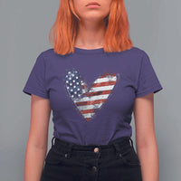 4th of July American Flag Heart USA Patriotic T Shirt For Women - Wonder Print Shop