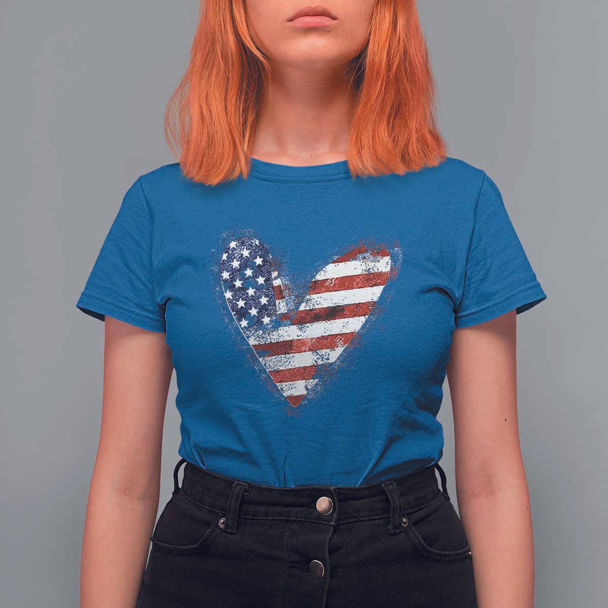 4th of July American Flag Heart USA Patriotic T Shirt For Women - Wonder Print Shop