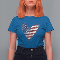 4th of July American Flag Heart USA Patriotic T Shirt For Women - Wonder Print Shop