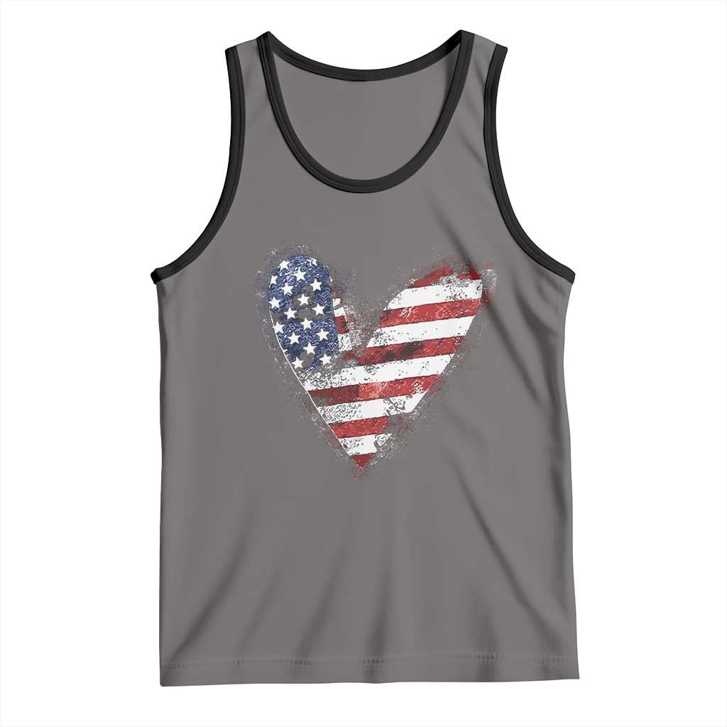 4th of July American Flag Heart USA Patriotic Tank Top - Wonder Print Shop