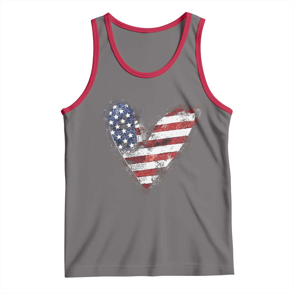 4th of July American Flag Heart USA Patriotic Tank Top - Wonder Print Shop
