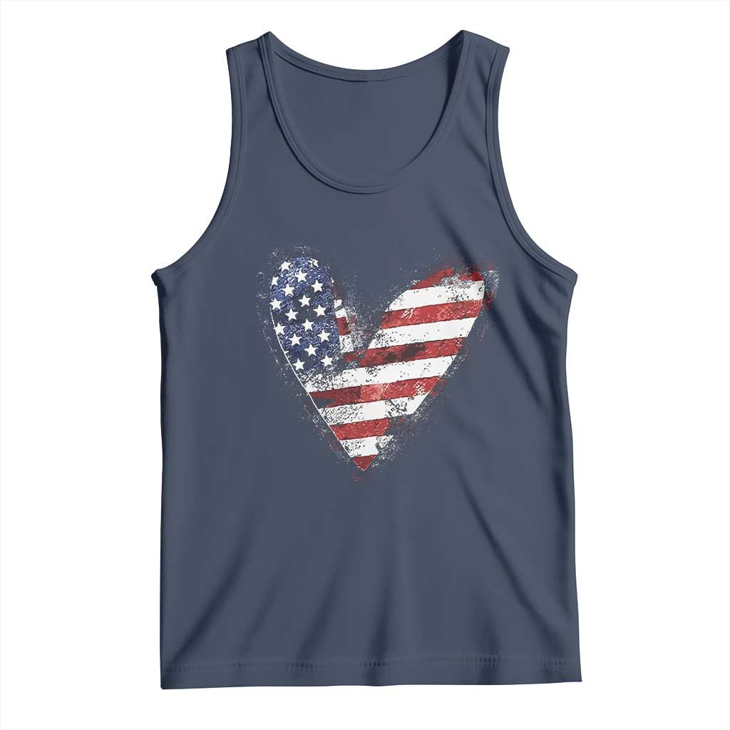 4th of July American Flag Heart USA Patriotic Tank Top - Wonder Print Shop