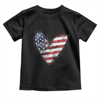 4th of July American Flag Heart USA Patriotic Toddler T Shirt - Wonder Print Shop