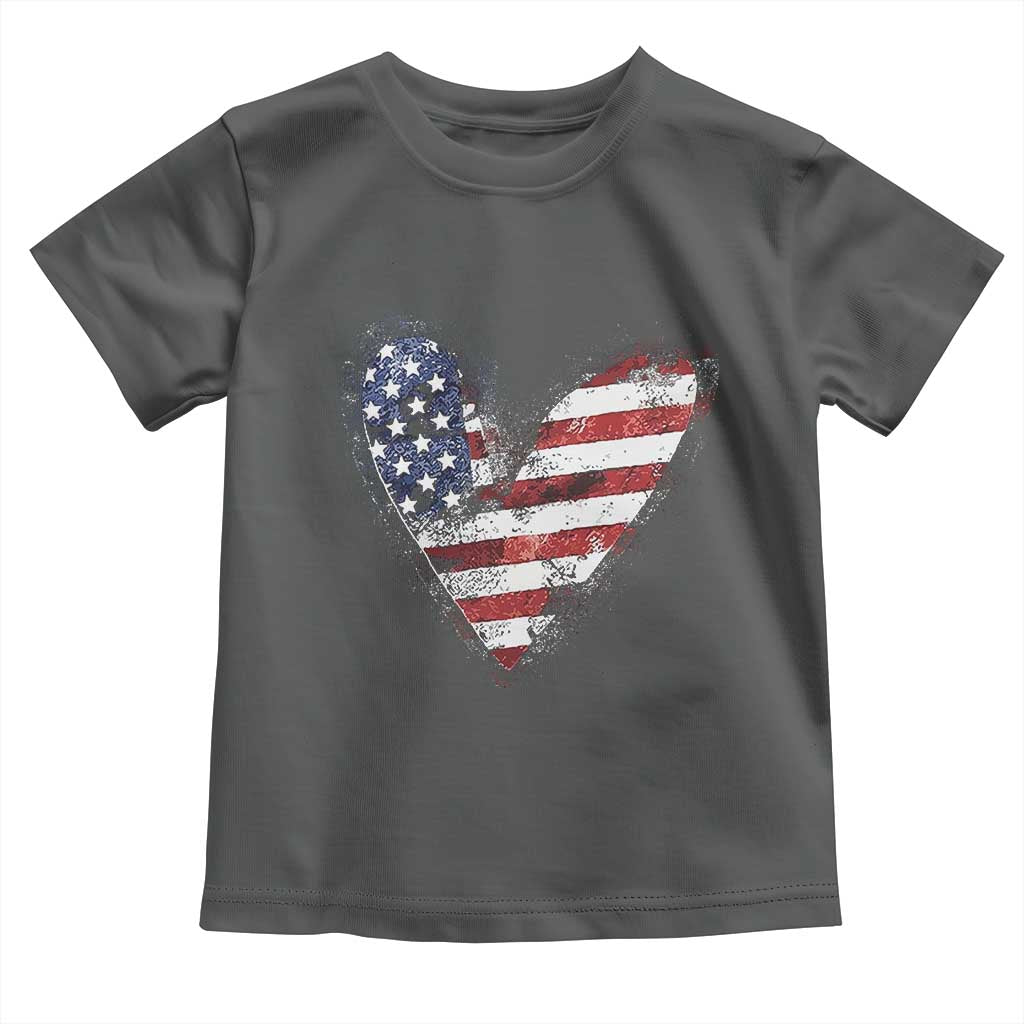 4th of July American Flag Heart USA Patriotic Toddler T Shirt - Wonder Print Shop