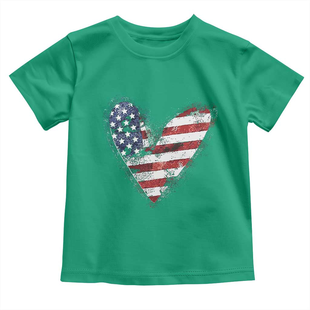 4th of July American Flag Heart USA Patriotic Toddler T Shirt - Wonder Print Shop