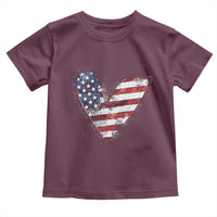 4th of July American Flag Heart USA Patriotic Toddler T Shirt - Wonder Print Shop