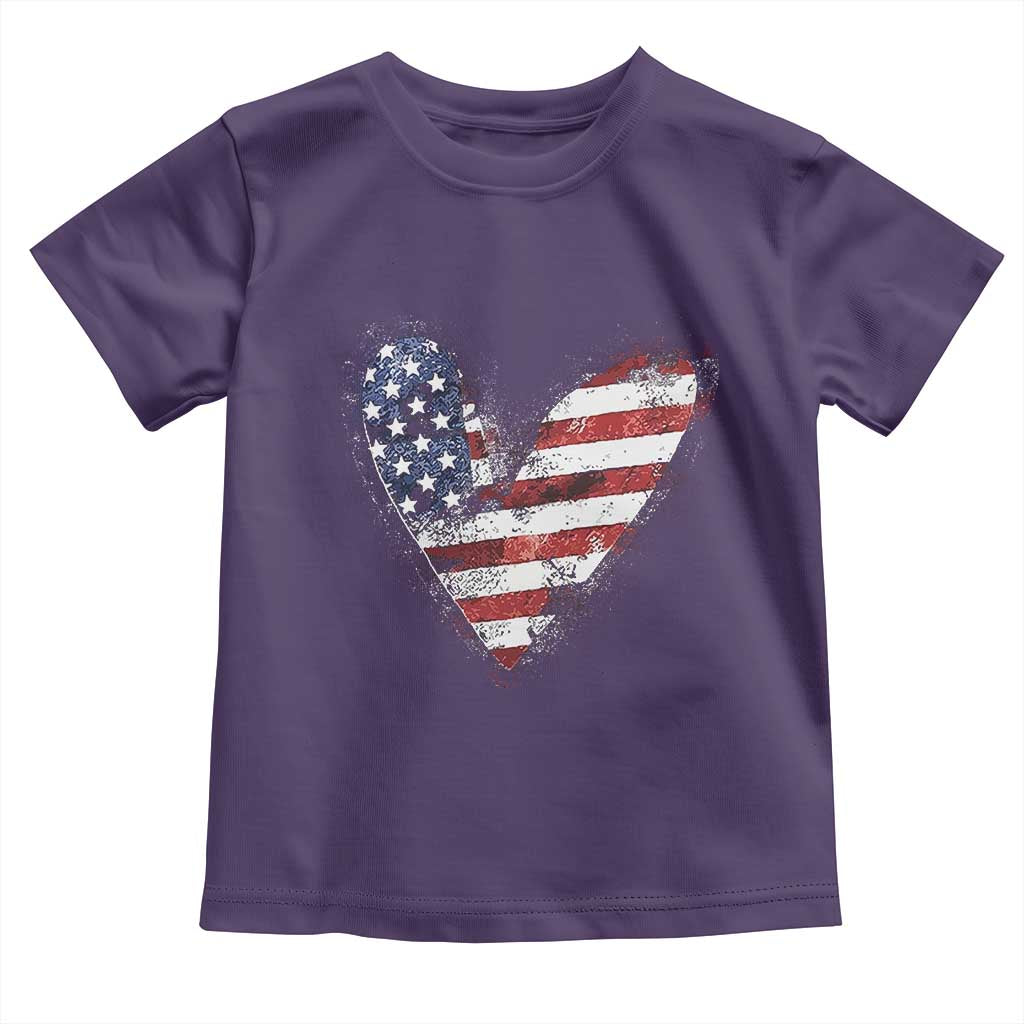 4th of July American Flag Heart USA Patriotic Toddler T Shirt - Wonder Print Shop