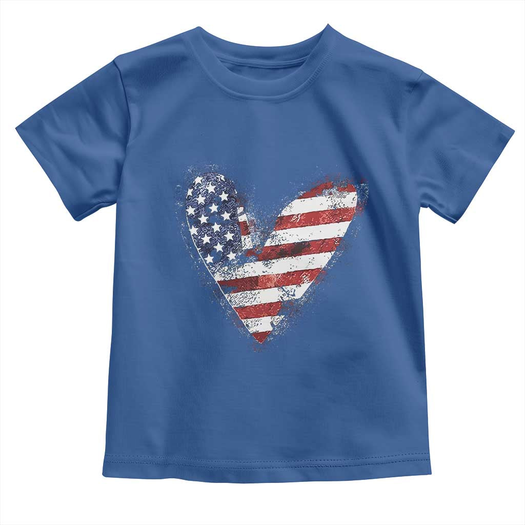 4th of July American Flag Heart USA Patriotic Toddler T Shirt - Wonder Print Shop