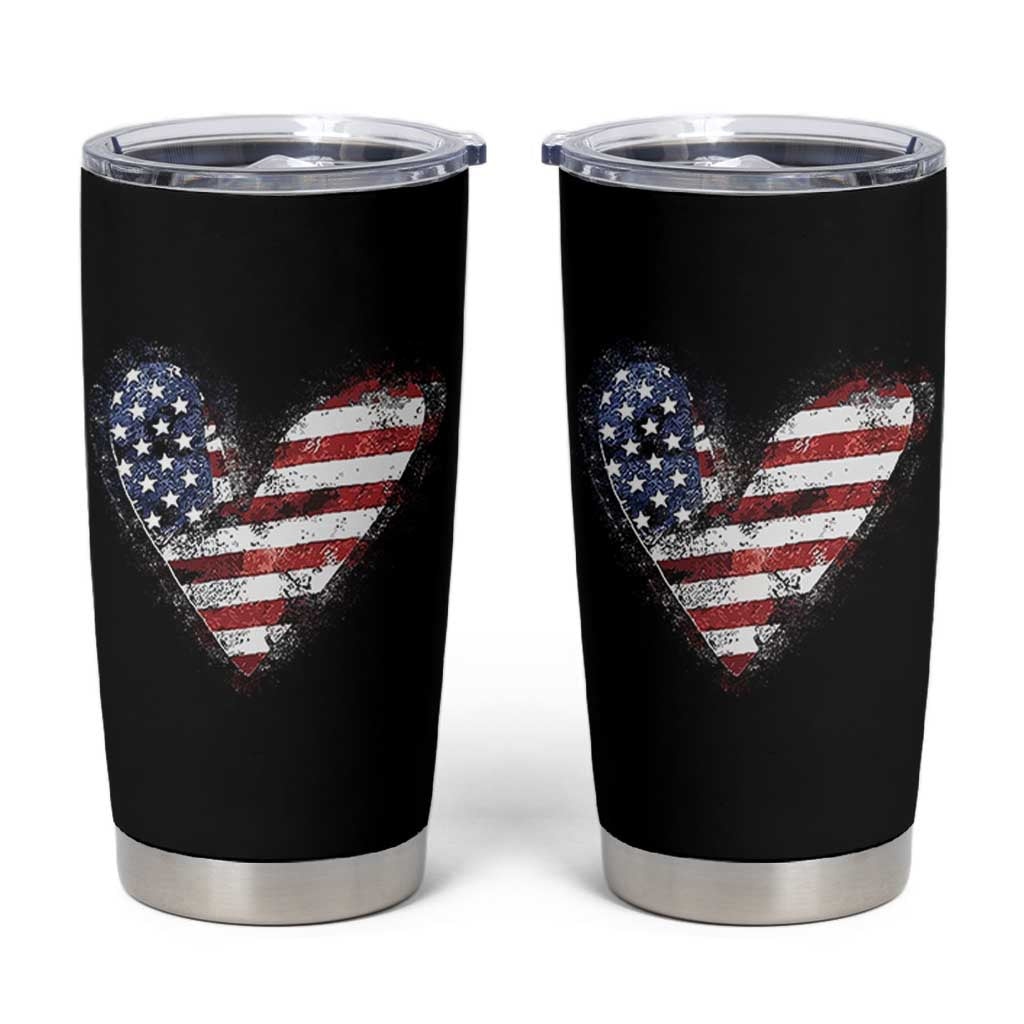 4th of July American Flag Heart USA Patriotic Tumbler Cup - Wonder Print Shop