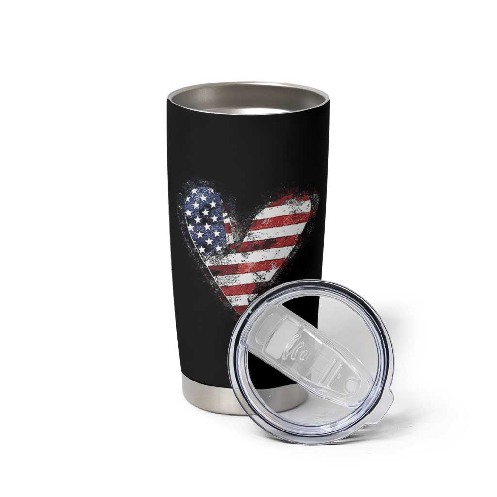 4th of July American Flag Heart USA Patriotic Tumbler Cup - Wonder Print Shop