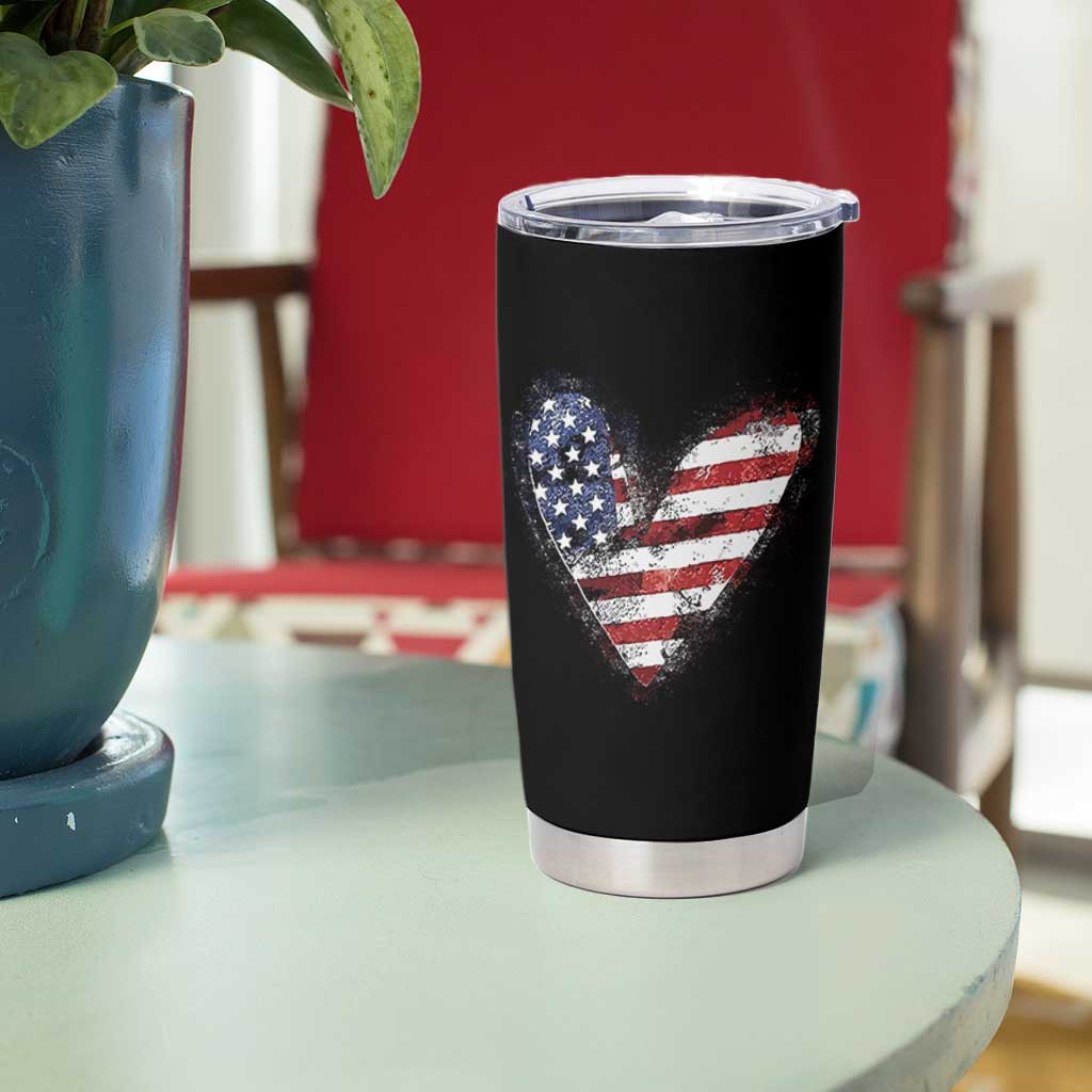 4th of July American Flag Heart USA Patriotic Tumbler Cup - Wonder Print Shop
