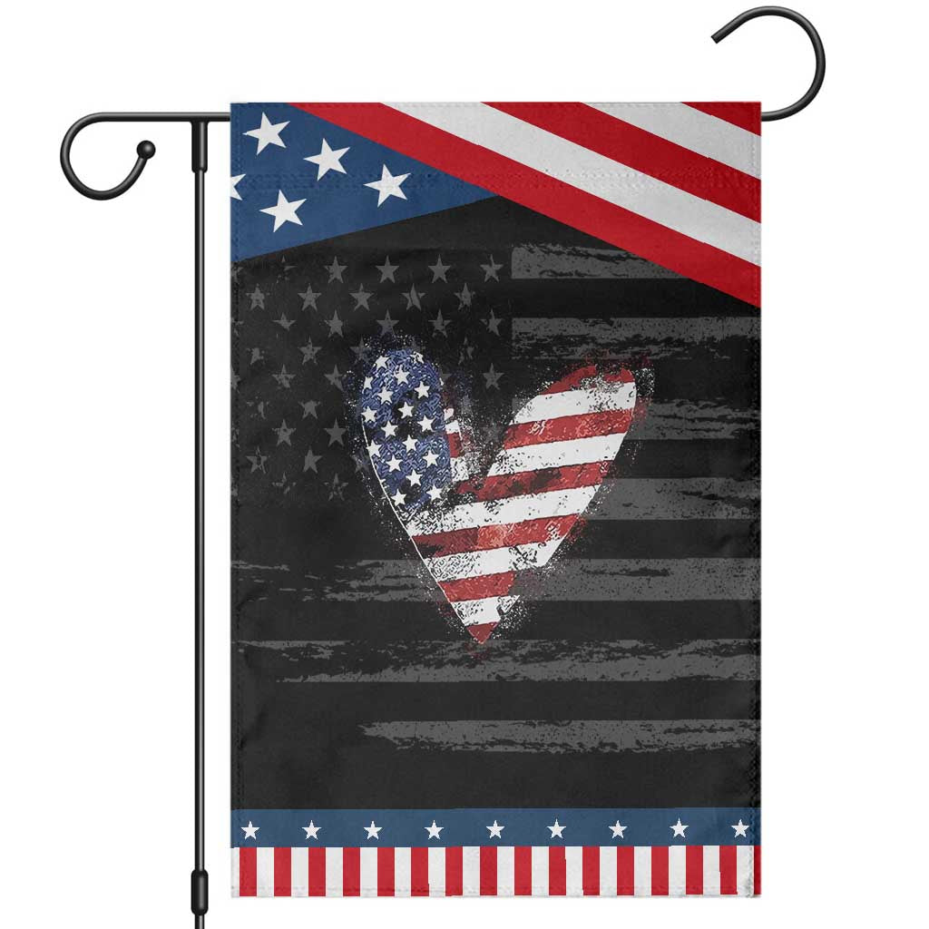 4th of July American Flag Heart USA Patriotic Garden Flag