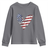 4th of July American Flag Heart USA Patriotic Youth Sweatshirt - Wonder Print Shop