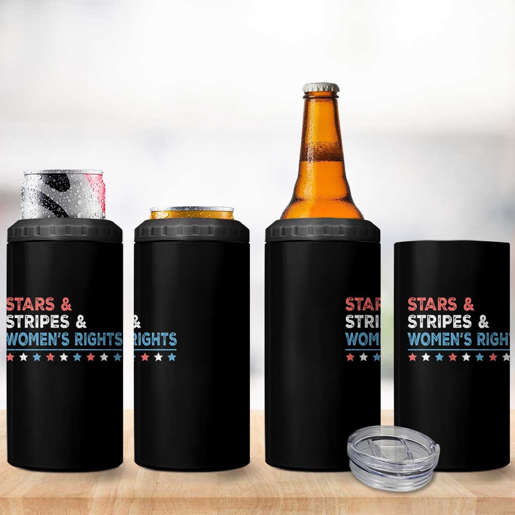 Stars Stripes And Women's Rights 4 in 1 Can Cooler Tumbler 4th Of July Equal Rights - Wonder Print Shop