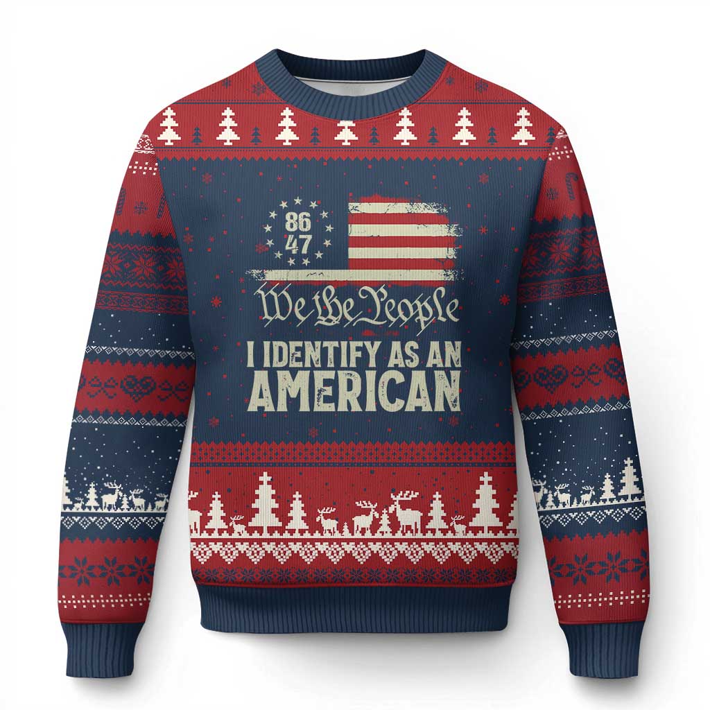 Funny 8647 I Identify As An American Ugly Christmas Sweater American Flag - Wonder Print Shop