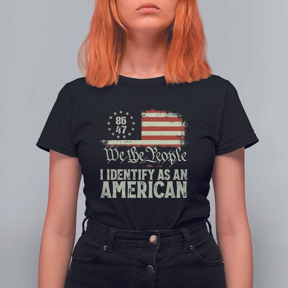 Funny 8647 I Identify As An American T Shirt For Women American Flag - Wonder Print Shop
