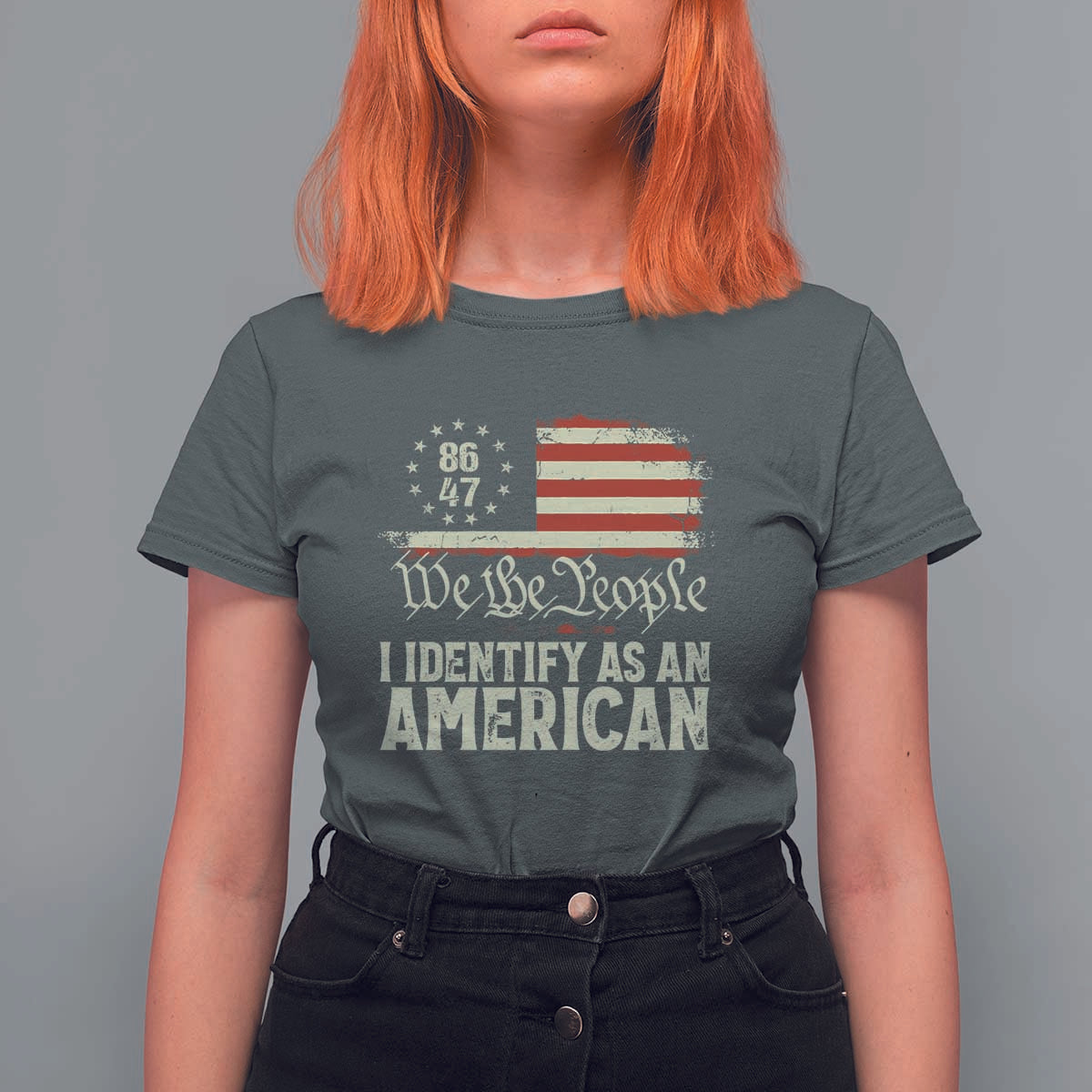 Funny 8647 I Identify As An American T Shirt For Women American Flag - Wonder Print Shop