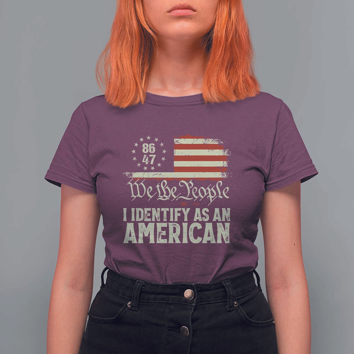 Funny 8647 I Identify As An American T Shirt For Women American Flag - Wonder Print Shop