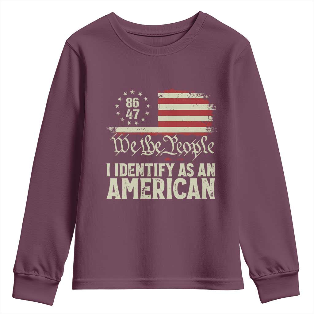 Funny 8647 I Identify As An American Youth Sweatshirt American Flag - Wonder Print Shop