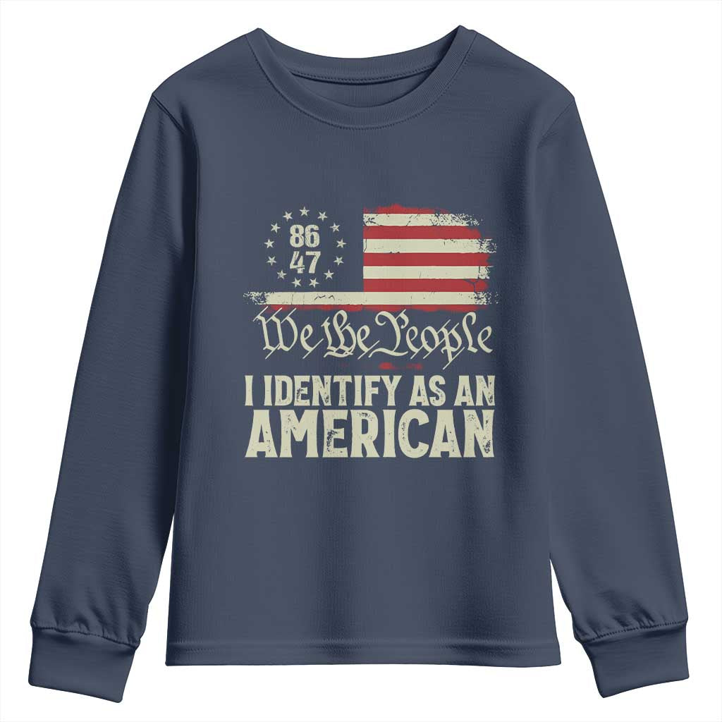 Funny 8647 I Identify As An American Youth Sweatshirt American Flag - Wonder Print Shop
