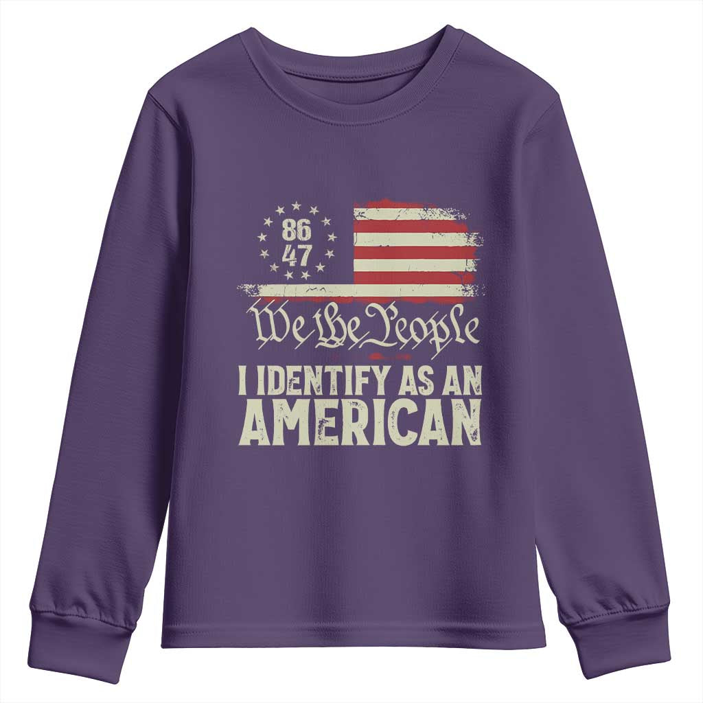 Funny 8647 I Identify As An American Youth Sweatshirt American Flag - Wonder Print Shop