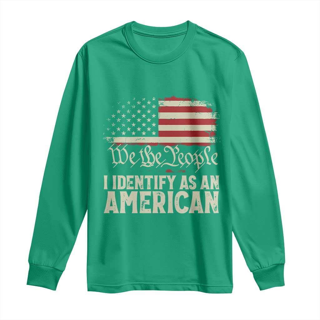 Funny I Identify As An American Long Sleeve Shirt 4th Of July American Flag - Wonder Print Shop