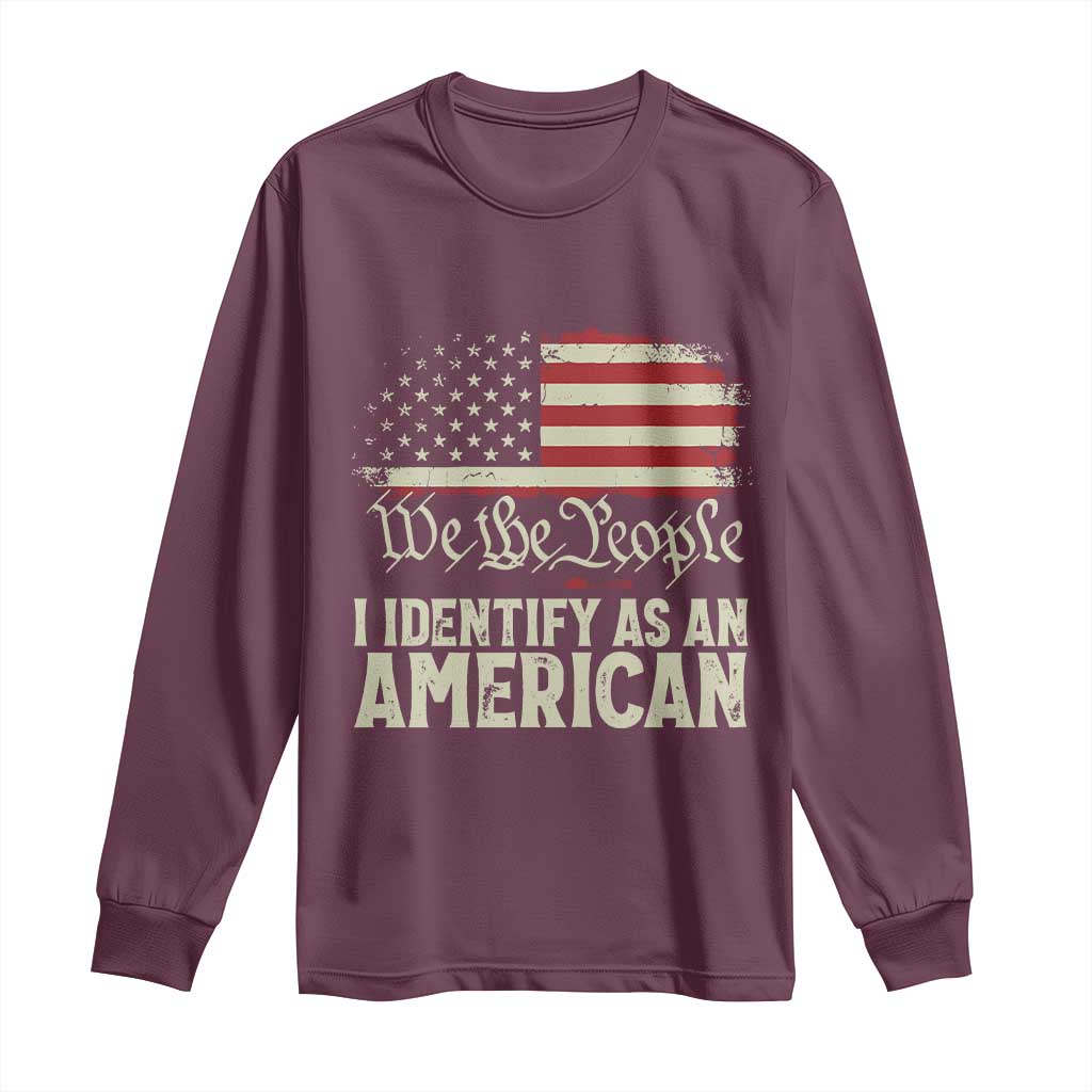Funny I Identify As An American Long Sleeve Shirt 4th Of July American Flag - Wonder Print Shop