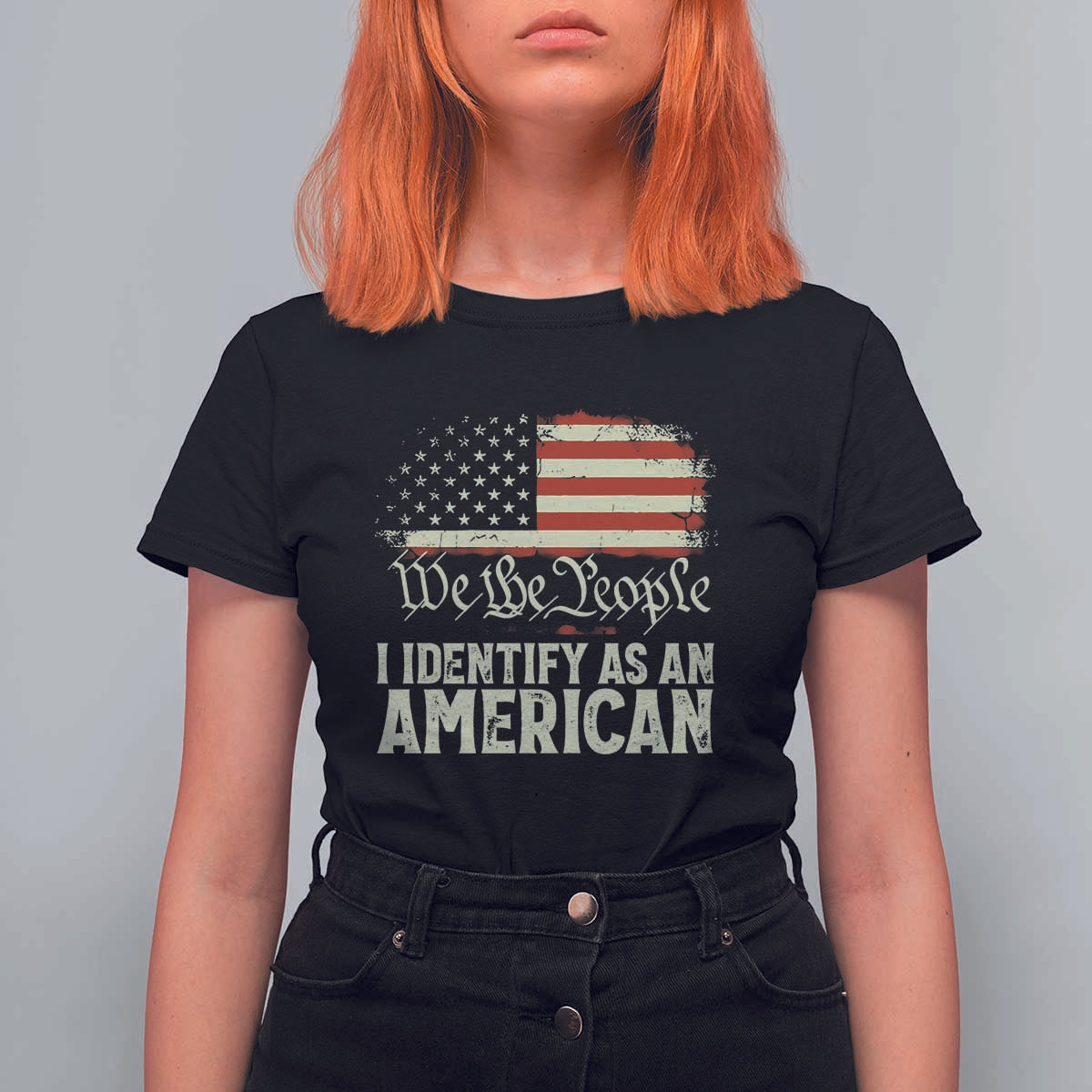 Funny I Identify As An American T Shirt For Women 4th Of July American Flag - Wonder Print Shop