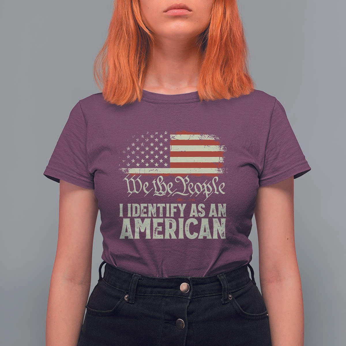 Funny I Identify As An American T Shirt For Women 4th Of July American Flag - Wonder Print Shop